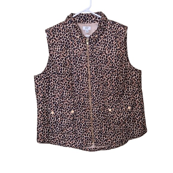 Leopard Print Quilted Vest XXL Crowm & Ivy - Picture 1 of 10